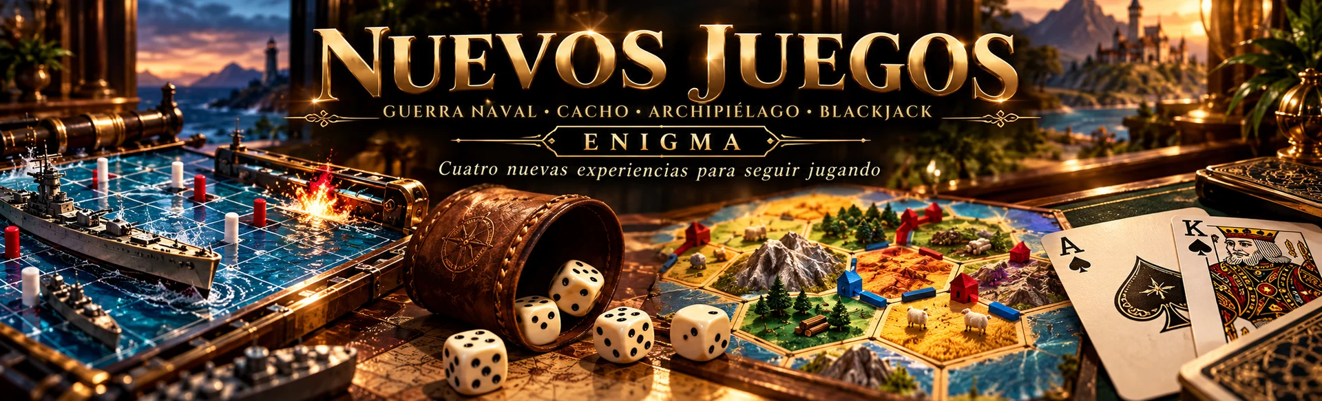 Nuevos juegos en ENIGMA: Guerra Naval, Cacho, Archipiélago y Blackjack. Cuatro nuevas experiencias para seguir jugando